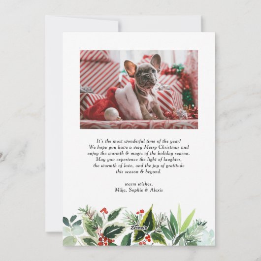 WinterberryとVariegated 離れ Patterns Photo シーズンカード (裏面)