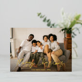 Winterberryのエレガントスクリプト写真 箔シーズンカード (立ち正面)