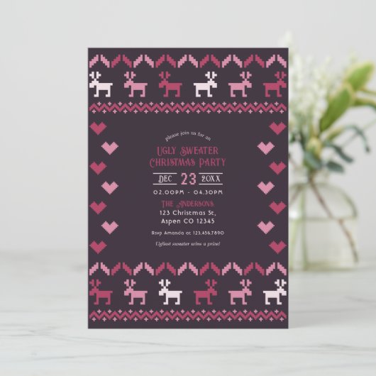 Winterberry Bliss Ugly Sweater Christmas Party 招待状 (スタンド正面)