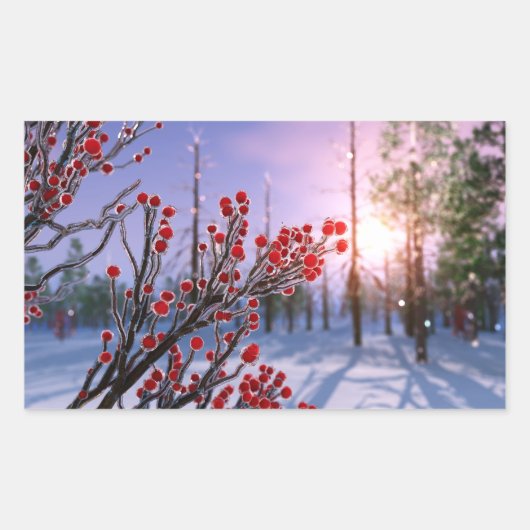 Winterberry in Ice Stickers 長方形シール (正面)