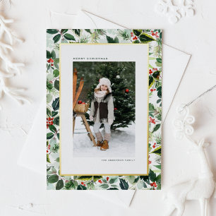 Winterberry with Variegated 離れ Christmas写真 箔シーズンポストカード