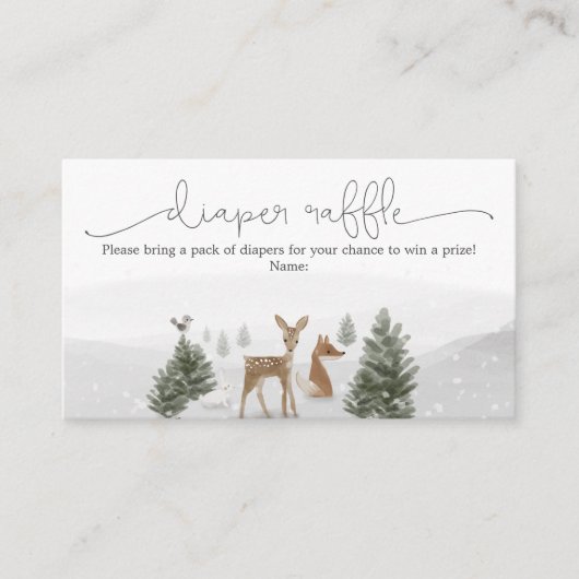 WinterBohoウッドランドおむつラッフルエンクロージャカード エンクロージャーカード (正面)