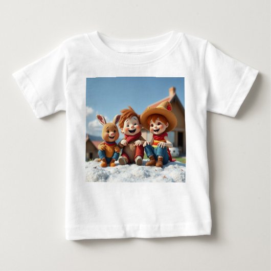 Winterfreunde im Glück ベビーTシャツ (正面)