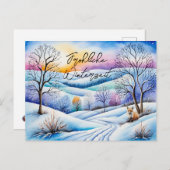 Winterlandschaft in der Abenddämmerung mit Fuchs | ポストカード (正面/裏面)