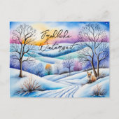 Winterlandschaft in der Abenddämmerung mit Fuchs | ポストカード (正面)