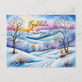 Winterlandschaft in der Abenddämmerung mit Fuchs | ポストカード