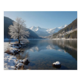 Winterlandschaft mit Bergsee ポスター