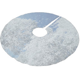 Winterlandschaft Schnee Eis Baum Schneeflocken ブラッシュドポリエステルツリースカート