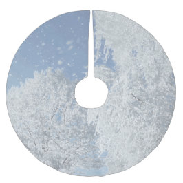 Winterlandschaft Schnee Eis Baum Schneeflocken ブラッシュドポリエステルツリースカート