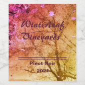 "Winterleaf" アンバー ボトム ワイン ラベル 6枚セット (シングルラベル)