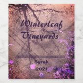 "Winterleaf" サーモン トップ、6枚組 ワイン ラベル セット (シングルラベル)
