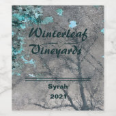 "Winterleaf"ティール（緑がかった色）トップ、6つのワインラベルのセット ワインラベル (シングルラベル)