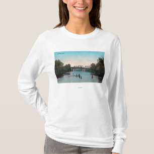 winters湖の水泳そして船遊び tシャツ