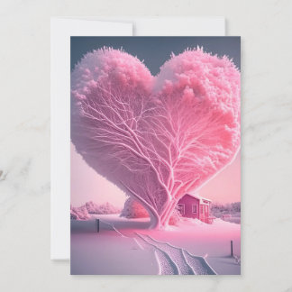 Winter's Love Song: Frostedハートツリー結婚のInv 招待状