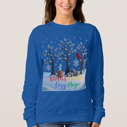 Winter's Peaceful Cozy Magic Frosty Trees Design スウェットシャツ (正面)