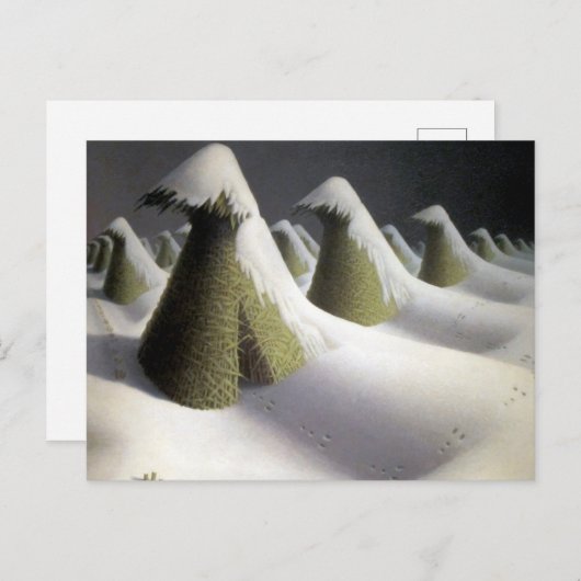 Winter's Silent Walk,January by Grant Wood ポストカード (正面/裏面)