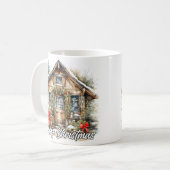 Wintertime Happy Holidays Country Cottage コーヒーマグカップ (正面左)