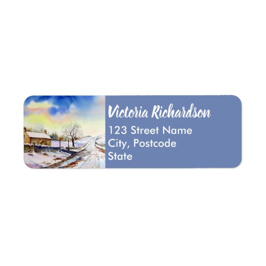 Winteryレーンウォーター絵画カラー ラベル (正面)