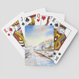 Winteryレーン水彩風景絵画ズ トランプ