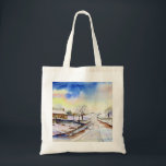 Winteryレーン水彩風景絵画ズ トートバッグ<br><div class="desc">私の水の色を基に絵画、冬の美し絵画いイギリスの田舎の風景の雪に覆われた。Zazzleでカスタマイズ可能な独自の文字を使用してパーソナライズされたデザイン。一致するアイテムのストアをチェック!</div>