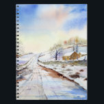 Winteryレーン水彩風景絵画ズ ノートブック<br><div class="desc">私の水の色を基に絵画、冬の美し絵画いイギリスの田舎の風景の雪に覆われた。Zazzleでカスタマイズ可能な独自の文字を使用してパーソナライズされたデザイン。一致するアイテムのストアをチェック！</div>