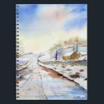 Winteryレーン水彩風景絵画ズ ノートブック<br><div class="desc">私の水の色を基に絵画、冬の美し絵画いイギリスの田舎の風景の雪に覆われた。Zazzleでカスタマイズ可能な独自の文字を使用してパーソナライズされたデザイン。一致するアイテムのストアをチェック!</div>