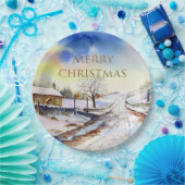 Winteryレーン水彩風景絵画ズ ペーパープレート (パーティー)