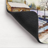 Winteryレーン水彩風景絵画ズ マウスパッド (コーナー)