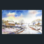 Winteryレーン水彩風景絵画ズ 長方形シール<br><div class="desc">私の水の色を基に絵画、冬の美し絵画いイギリスの田舎の風景の雪に覆われた。Zazzleでカスタマイズ可能な独自の文字を使用してパーソナライズされたデザイン。一致するアイテムのストアをチェック！</div>