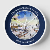 Winteryレーン水色ローマ数字の大きいC 壁時計 (正面)