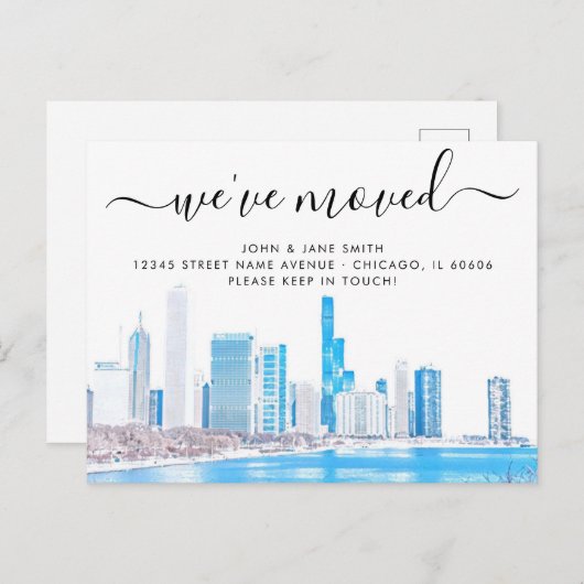 Wintery Chicagoスカイラインの動きのお知らせ 案内ポストカード (正面/裏面)