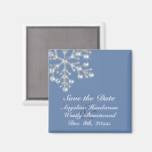 Wintery Crystal Snowflake Save the Date Magnet マグネット (正面/裏面)