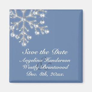 Wintery Crystal Snowflake Save the Date Magnet マグネット