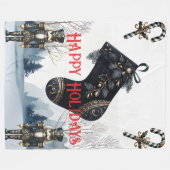 Wintery Gothic Holiday Fleece Blanket フリースブランケット (正面(横))