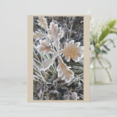  „Winterzauber – Einladung mit vereistem Blatt“ カード (スタンド正面)