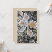  „Winterzauber – Einladung mit vereistem Blatt“ カード (正面/裏面インサイチュ)