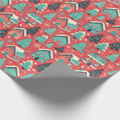 Winterzauber Geschenkpapier: Bunte Häuser rot ラッピングペーパー (角)