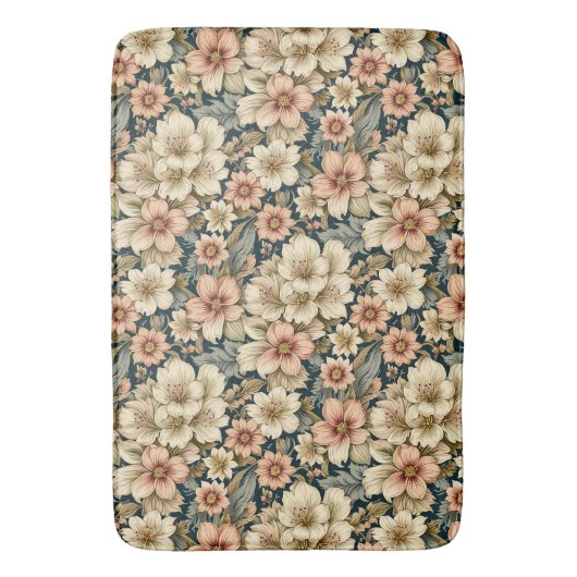 Wintry Floral Azaleas and Rose バスマット (正面縦)