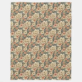 Wintry Floral Azaleas and Rose フリースブランケット