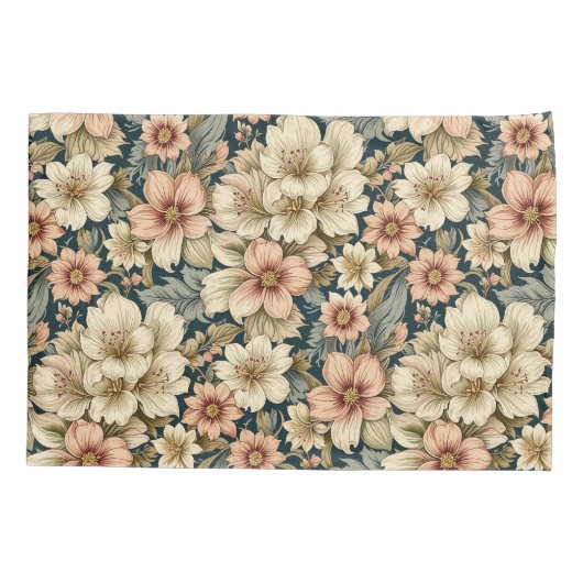 Wintry Floral Azaleas and Rose 枕カバー (裏面)