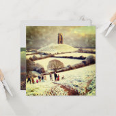 Wintry Glastonbury Tor カード (正面/裏面インサイチュ)