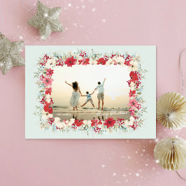 wintry poinsettia christmas botanical photo frame シーズンカード