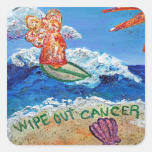Wipe Out Cancer Angel Artシールデカール スクエアシール