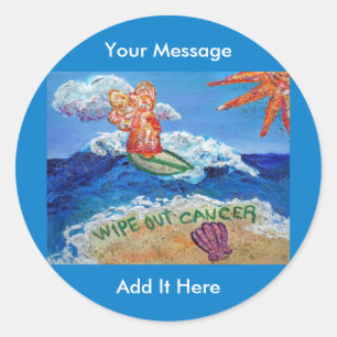 Wipe Out Cancer Angel Artシールデカール ラウンドシール