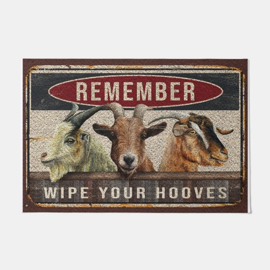 Wipe your hoovesRug, Funny goat doormat ドアマット (正面)