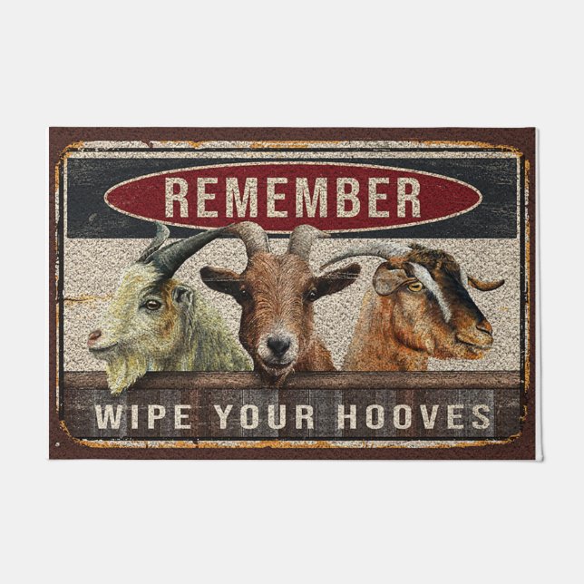 Wipe your hoovesRug, Funny goat doormat ドアマット (正面)