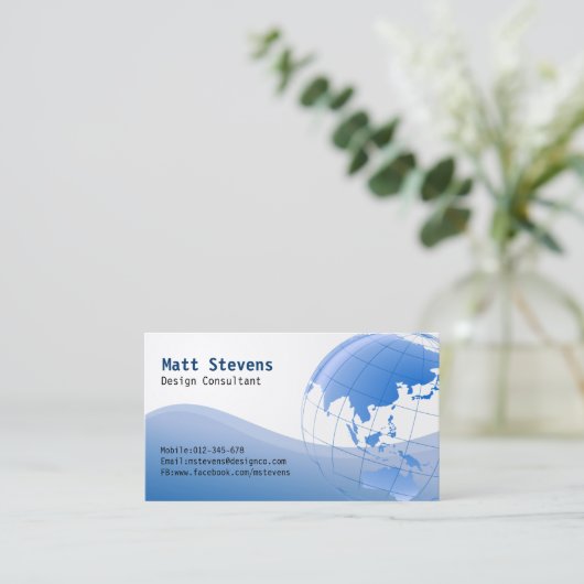 Wire Blue Globe Asiaオーストラリアの名刺 名刺 (スタンド正面)