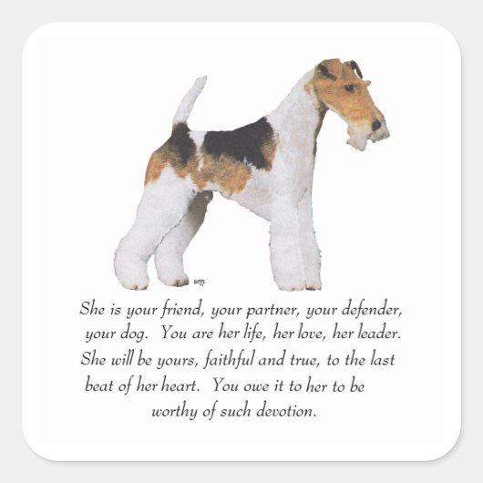 Wire Fox Terrier メモリアル レディース スクエアシール (正面)