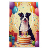 Wire Fox Terrier Birthday Celebration ミディアムペーパーバッグ (正面)