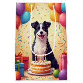 Wire Fox Terrier Birthday Celebration ミディアムペーパーバッグ (裏面)